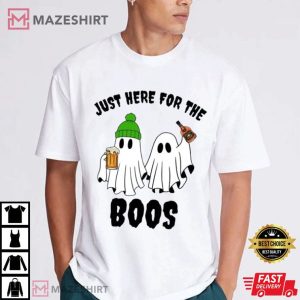 Just Here For The Boos Halloween Drinking Ghost T Shirt 1