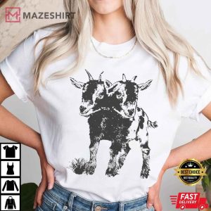 Two Headed Goat Freak Show Carnival Cryptid T Shirt (1)