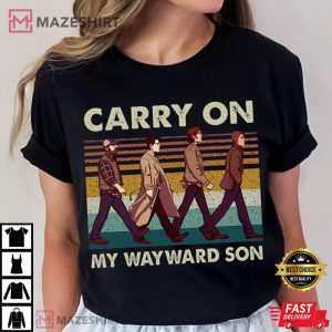 Supernatural Carry On My Wayward Son Abbey Road T Shirt (2)