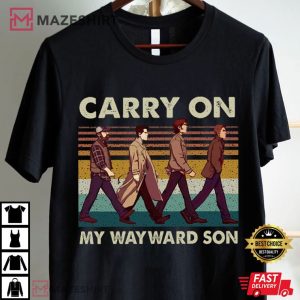 Supernatural Carry On My Wayward Son Abbey Road T Shirt (4)