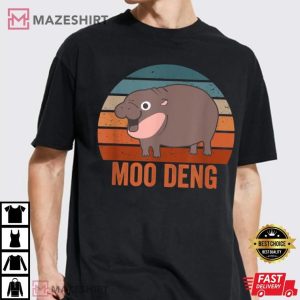Moo Deng Baby Hippo Retro T Shirt (2)