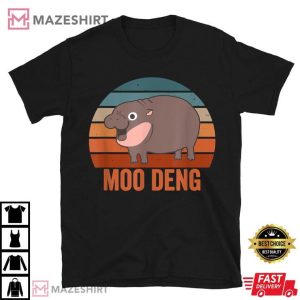 Moo Deng Baby Hippo Retro T Shirt (3)