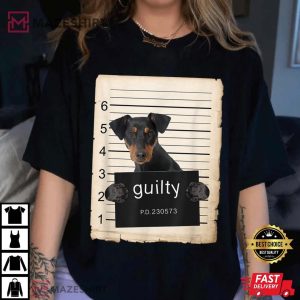 German Pinscher Dog Mug Shot Guilty T Shirt (2)