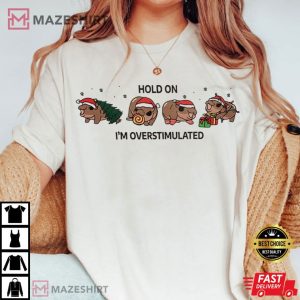 Overstimulated Moo Deng Baby Hippo Christmas T Shirt (1)
