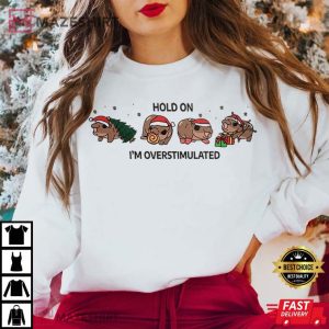 Overstimulated Moo Deng Baby Hippo Christmas T Shirt (2)