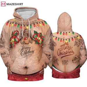 Hairy Belly Mistletoe Funny Christmas 3D Hoodie