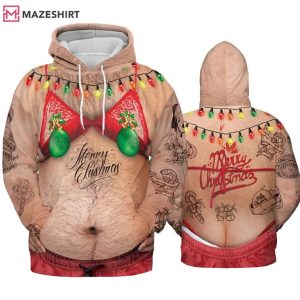Hairy Belly Fat Man Funny Cosplay Christmas 3D Hoodie