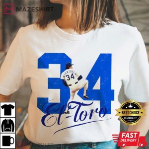 Fernando Valenzuela El Toro 34 Los Angeles Dodgers Rip Legend T Shirt (4)
