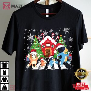 Bluey Family Abbey Road Merry Christmas T Shirt (2)