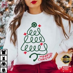 Merry Christmas Stethoscope Nurse Christmas Gift T Shirt (1)