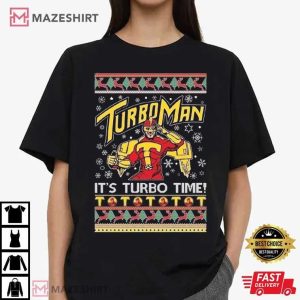 Turbo Man It's Turbo Time Ugly Christmas T Shirt (4)