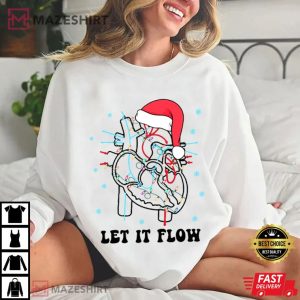 Let It FLow Nurse Heart Anatomy Christmas T Shirt (1)