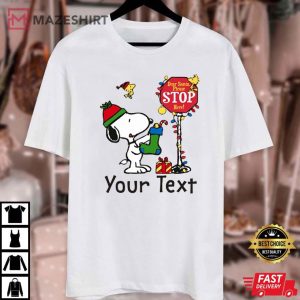 Snoopy Dear Santa Please Stop Here Custom Name T Shirt (2)