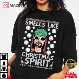 Kurt Cobain Nirvana Smells Like Christmas Spirit T Shirt (2)