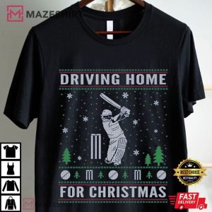 Cricket Lover Driving Home For Christmas Sports Gift T Shirt (3)
