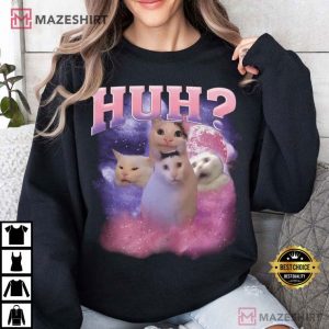 Huh Cat Funny Meme Cat Lover Vintage T Shirt (2)