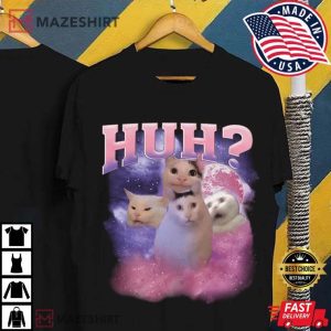 Huh Cat Funny Meme Cat Lover Vintage T Shirt (3)
