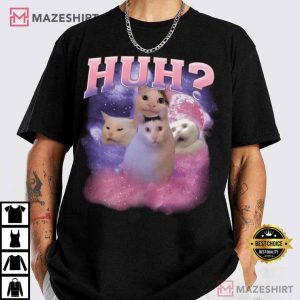 Huh Cat Funny Meme Cat Lover Vintage T Shirt (4)