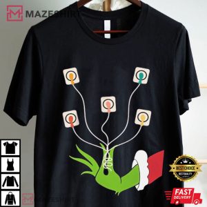 Grinch Hand ECG Leads Cheat Sheet Funny Christmas T Shirt (1)