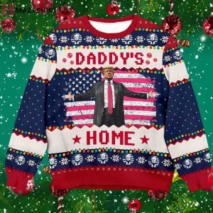 Trump Daddy’s Home American Flag Ugly Christmas Sweater Trump Daddy’s Home American Flag Ugly Christmas Sweater