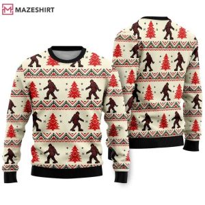 Bigfoot Christmas Tree Sasquatch Ugly Christmas Sweater (1)