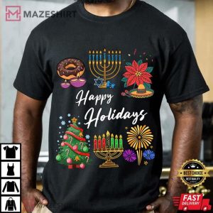 Happy Holidays Hanukkah Feliz Navidad Christmas Kwanzaa T Shirt (2)
