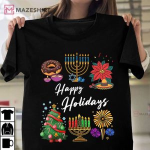 Happy Holidays Hanukkah Feliz Navidad Christmas Kwanzaa T Shirt (4)