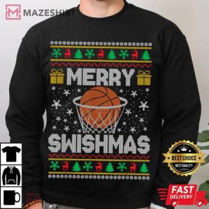 Basketball Merry Swishmas Ugly Christmas T Shirt (2)