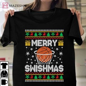 Basketball Merry Swishmas Ugly Christmas T Shirt (3)