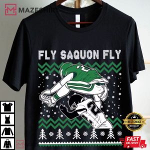 Saquon Barkley Fly Saquon Fly Jump Hurdle Backwards Christmas T Shirt (2)