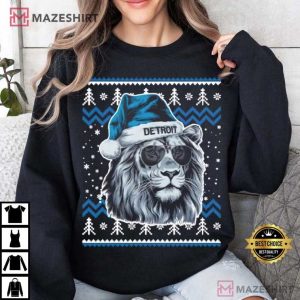 Detroit Lions Football Mascot Ugly Christmas T Shirt (2)