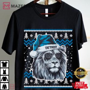 Detroit Lions Football Mascot Ugly Christmas T Shirt (3)