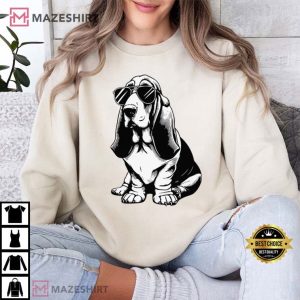 Basset Hound With Sunglasses Funny Dog Lovers T Shirt (1)