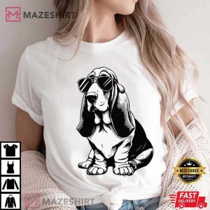 Basset Hound With Sunglasses Funny Dog Lovers T Shirt (4)