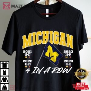 Michigan Wolverines 4 In A Row Football T Shirt (2)