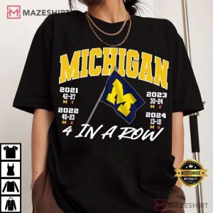 Michigan Wolverines 4 In A Row Football T Shirt (4)