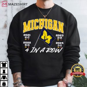 Michigan Wolverines 4 In A Row Football T Shirt (1)