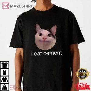 I Eat Cement Awkward Smiling Cat Meme T Shirt (3)