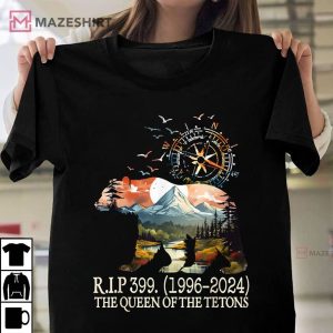Grizzly 399 28 Years Old Memory The Queen Of The Tetons T Shirt (2)