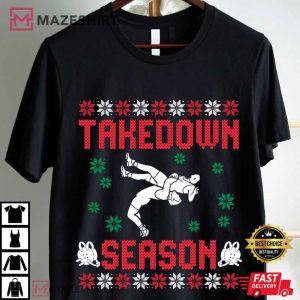Wrestling Takedown Season Ugly Christmas T Shirt (2)