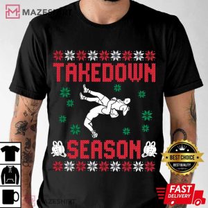 Wrestling Takedown Season Ugly Christmas T Shirt (3)