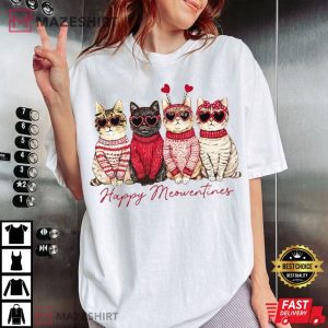Valentine Cat Happy Meowentines T Shirt (2)