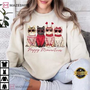 Valentine Cat Happy Meowentines T Shirt (3)