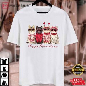 Valentine Cat Happy Meowentines T Shirt (4)