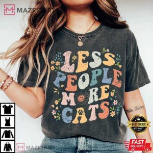 Retro Cat Mom Less People More Cats T Shirt (2)
