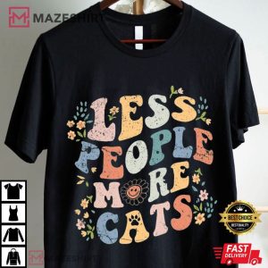 Retro Cat Mom Less People More Cats T Shirt (4)