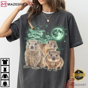 Three Hyrax Moon Funny Animal Meme T Shirt (2)