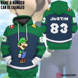 Luigi Cosplay Super Mario Custom 3D Hoodie