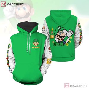 Luigi Super Mario Video Game Custom 3D Hoodie