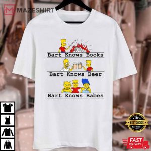 The Simpsons Bart Knows Books Bart Knows Beer Cartoon T Shirt (1)